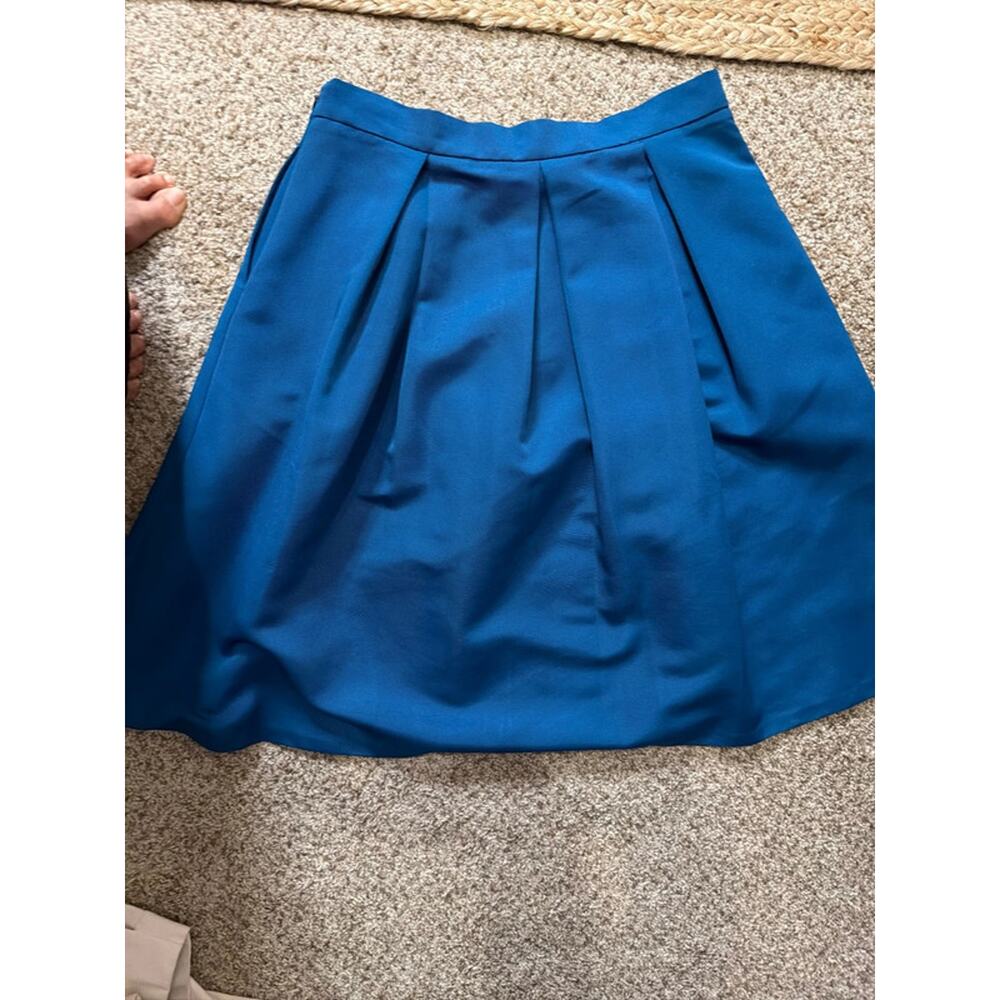 New York and Company EUC teal pleated circle skirt 10 2312 - Picture 3 of 5